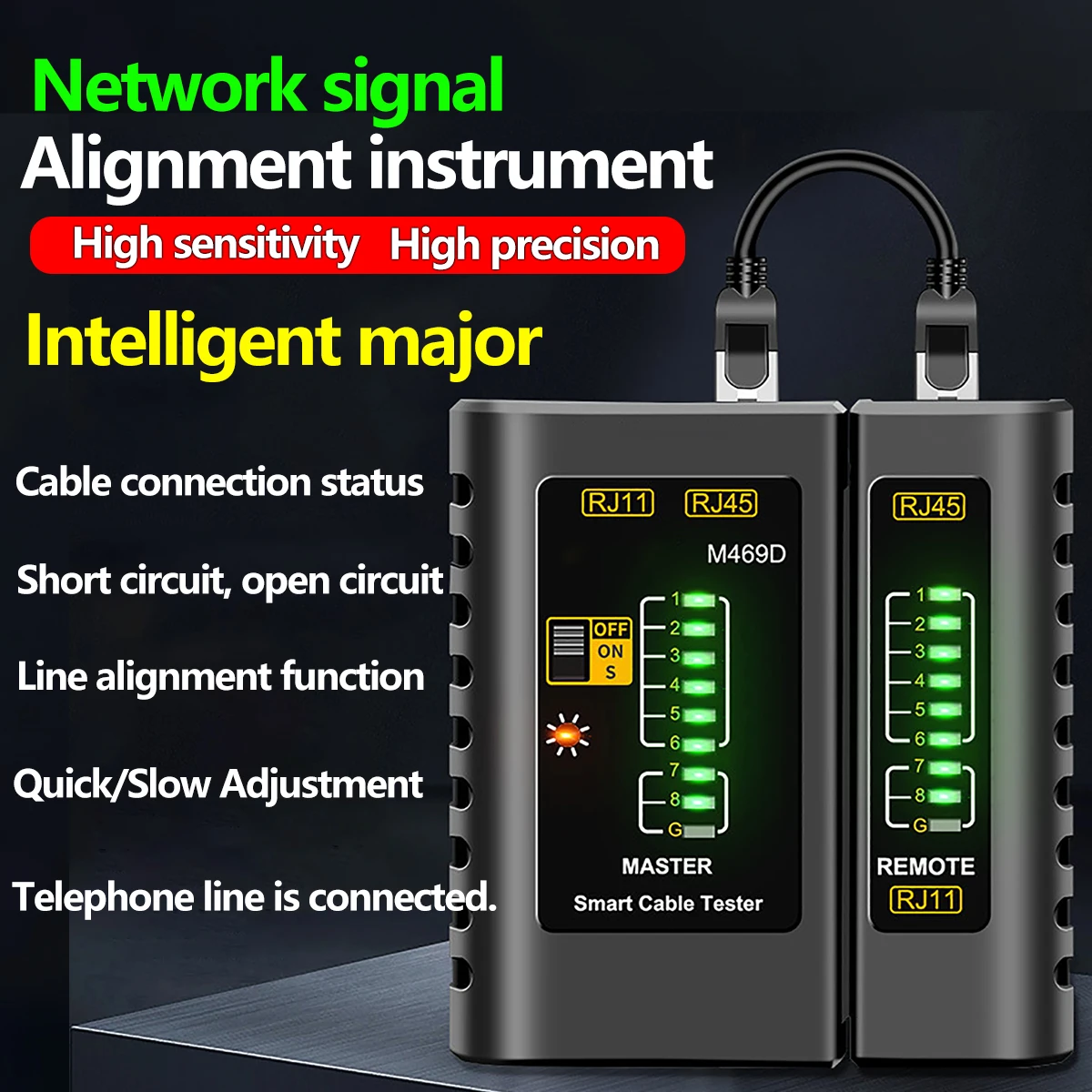 Network Cable Tester M469D Ethernet Network Analyzer RJ45 RJ11 RJ12 CAT5 UTP LAN Cable Vector Networking Analyzer Tools
