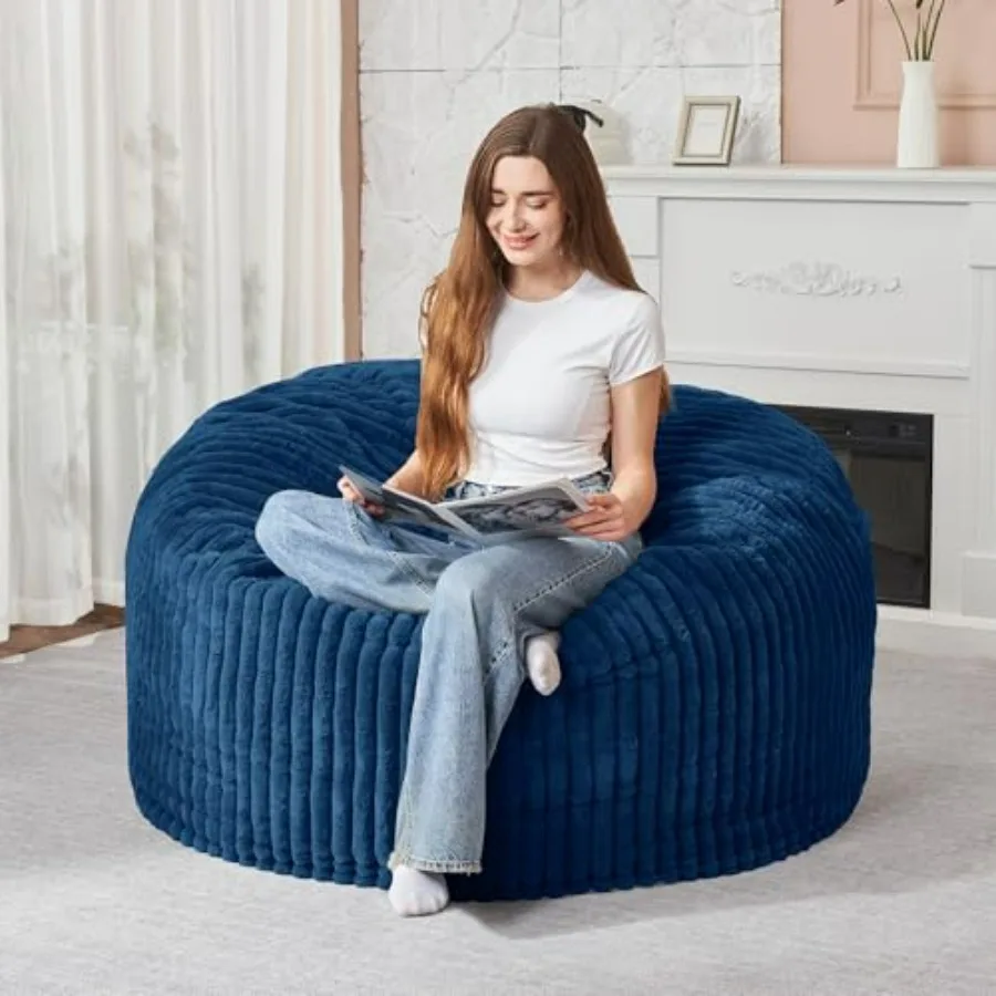 

Bean Bag Chair, 3' Large Bean Bag Chairs for Adults with Stripe Plush Cover, Memory Foam Beanbag Chair for Living Room Bedroom