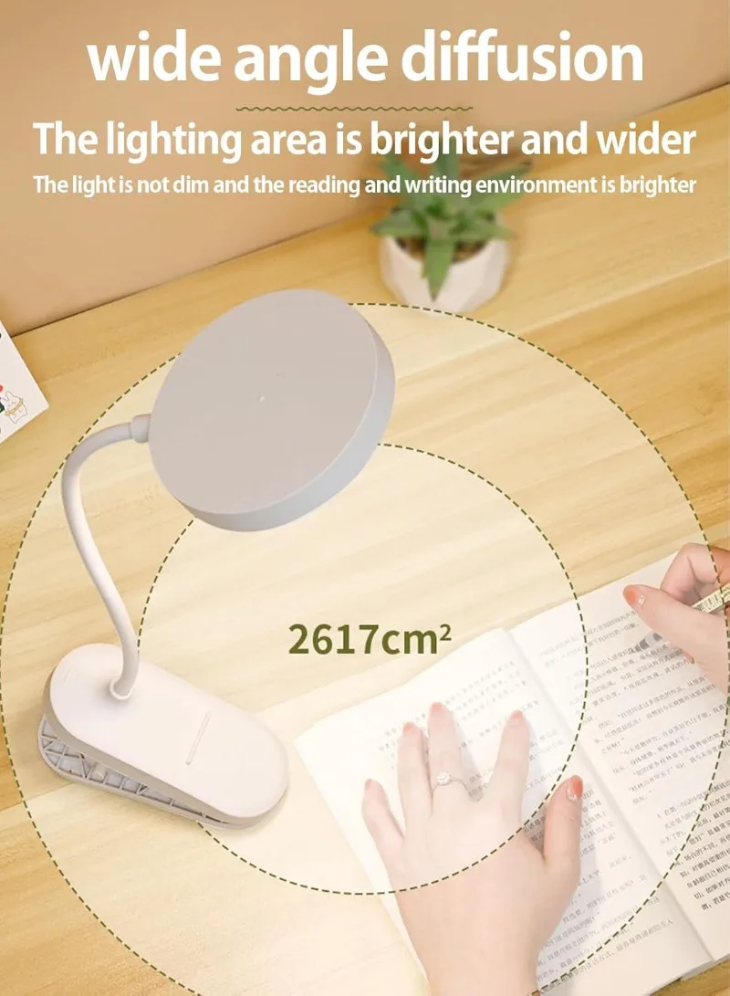 LED3 Modes Touch Dimming USB Dimming Clip Student Dormitory Learning StudyTable Light Bedside Flexo Lamps,Rechargeable desk lamp
