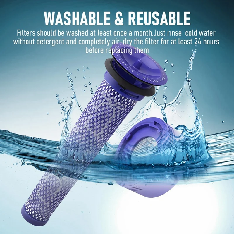 فلتر قطع غيار للمكنسة اللاسلكية Dyson V8 V7 مع فلتر مسبق وفلتر آخر، يستبدل الجزء 965661 -01 & 967478 -01