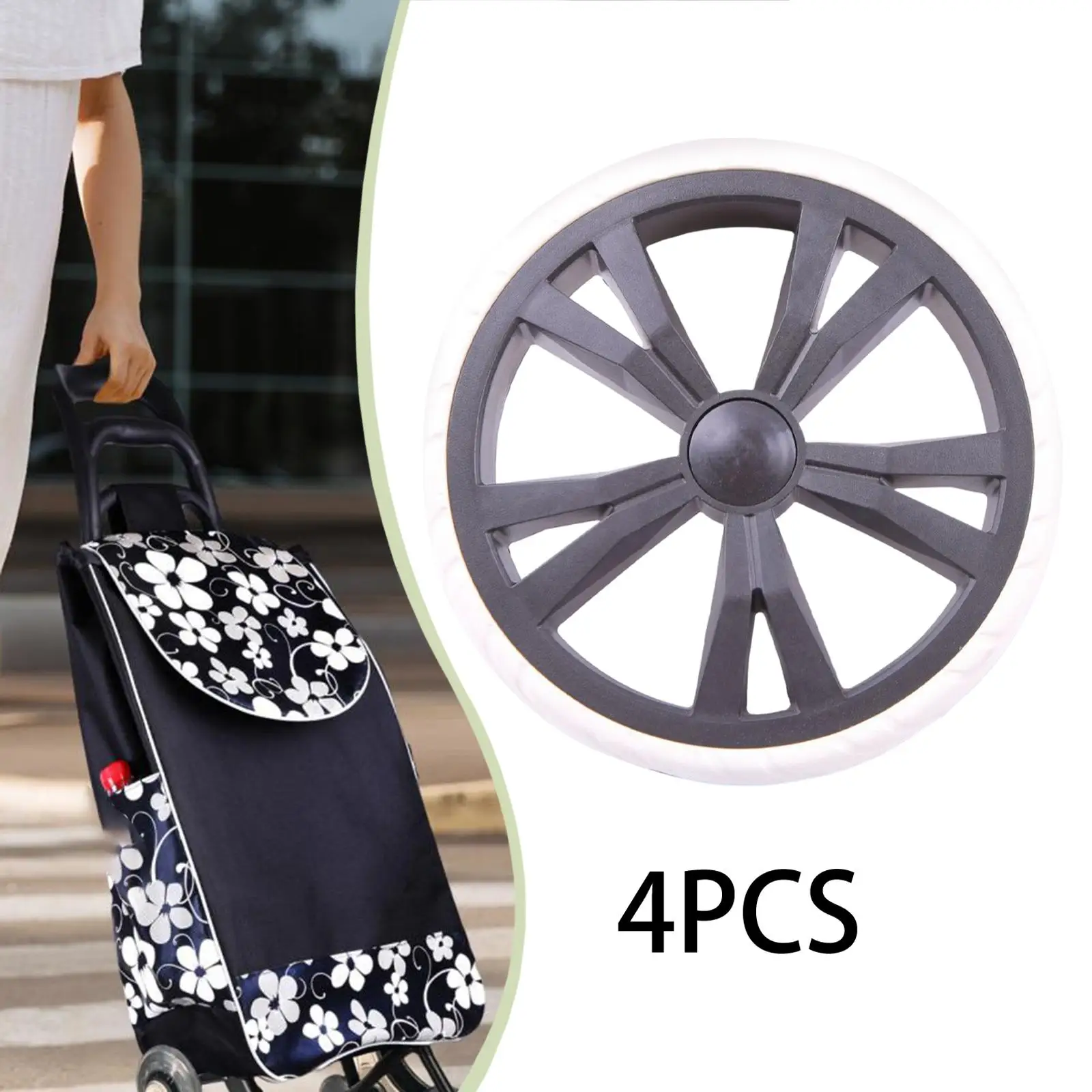 4 Pieces Shopping Cart Wheels,Spare Parts,Casters,with Bearing Practical EVA Replacement Single Wheel Pulley Rolling Roller