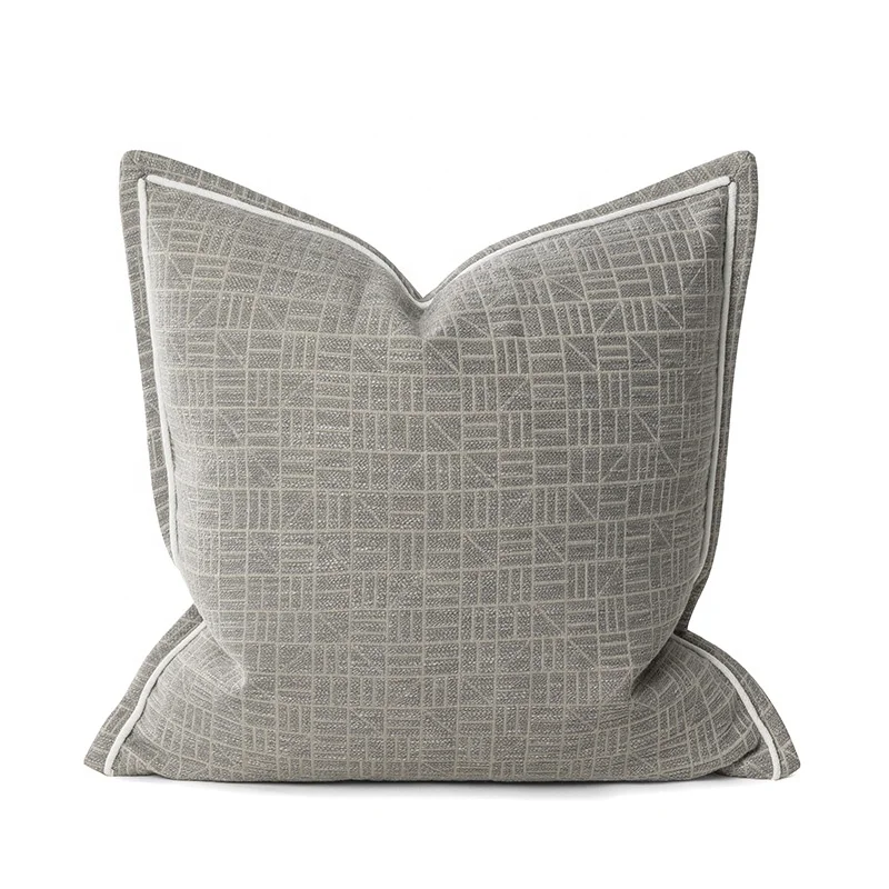 New Velvet Square Decorative Throw Pillow Covers Soft Cotton Solid Square Cushion Case for Sofa Grey 24x24 inches