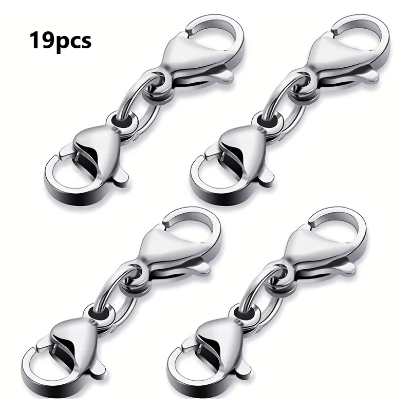 19pcs Zinc Alloy Double Dragon Shrimp Buckle Extension Claw Connector, Used for Making Bracelets, Necklaces, Jewelry