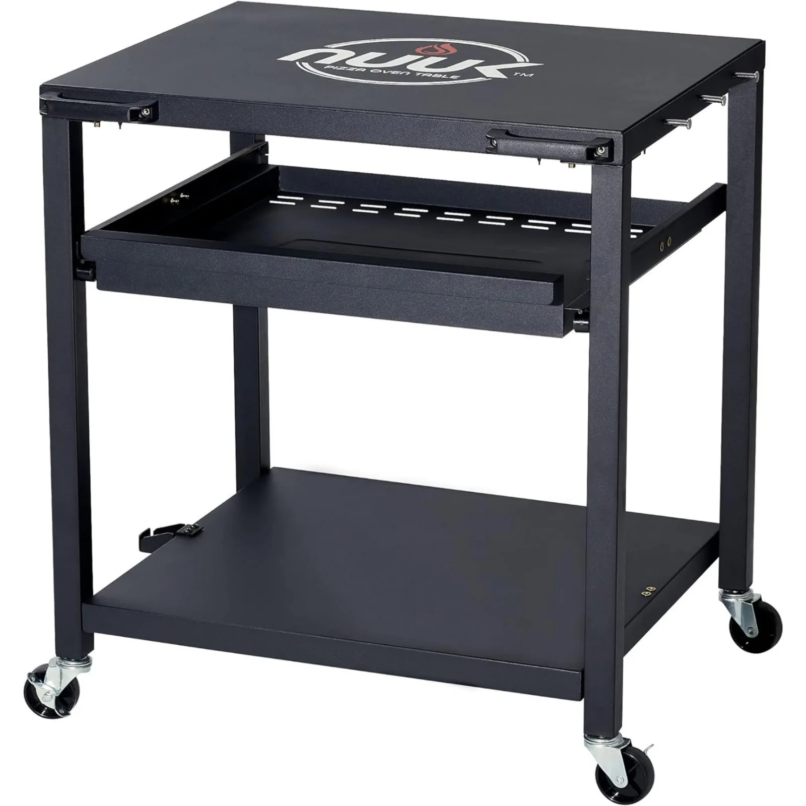 US Outdoor Grill Cart Three-Shelf Grill Table with Wheels Stainless Steel