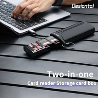 Desiontal DK-10 Lector de tarjetas SD de alta velocidad USB 3.1 Tipo-C Estuche de transporte de tarjetas SD/TF/SIM para cámaras, teléfonos inteligentes, drones
