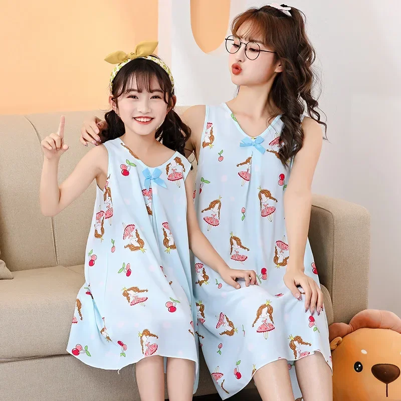 Baby Girls Night Dress Sleepwear Summer Nightgown Kids Pajamas Nightgown Sleeveless Sleepshirts Nighty Children Pyjamas Homewear