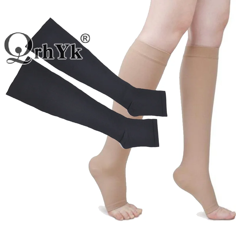 1pair Below Knee Support Stockings Varicose Vein Circulation Compression Sock
