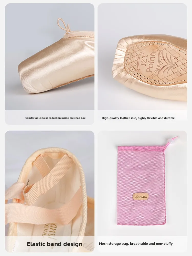 

Sana Ballet Pointe oes Satin Surface for Beginners Adult Dance Performance Practice oes Women's Elastic Closure