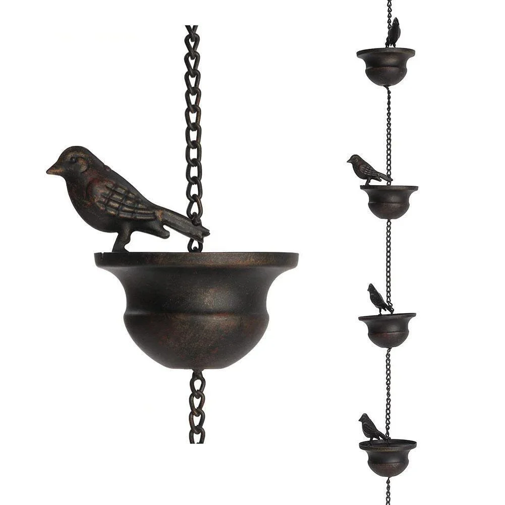 Nuovo pratico balcone catena da pioggia per esterni decorazioni per la casa decorazione per la casa in bronzo catena da pioggia per esterni catena da pioggia per uccelli in ferro