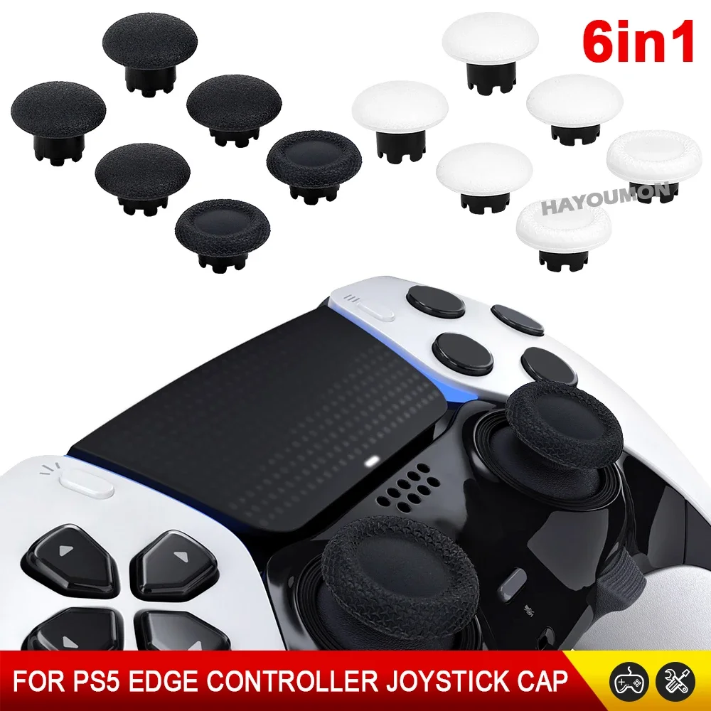 6PCS/Set White Black Replacement Thumbstick for PS5 Edge Controller Analog Stick Joystick Caps for PS5 Edge Handle Gampad Access