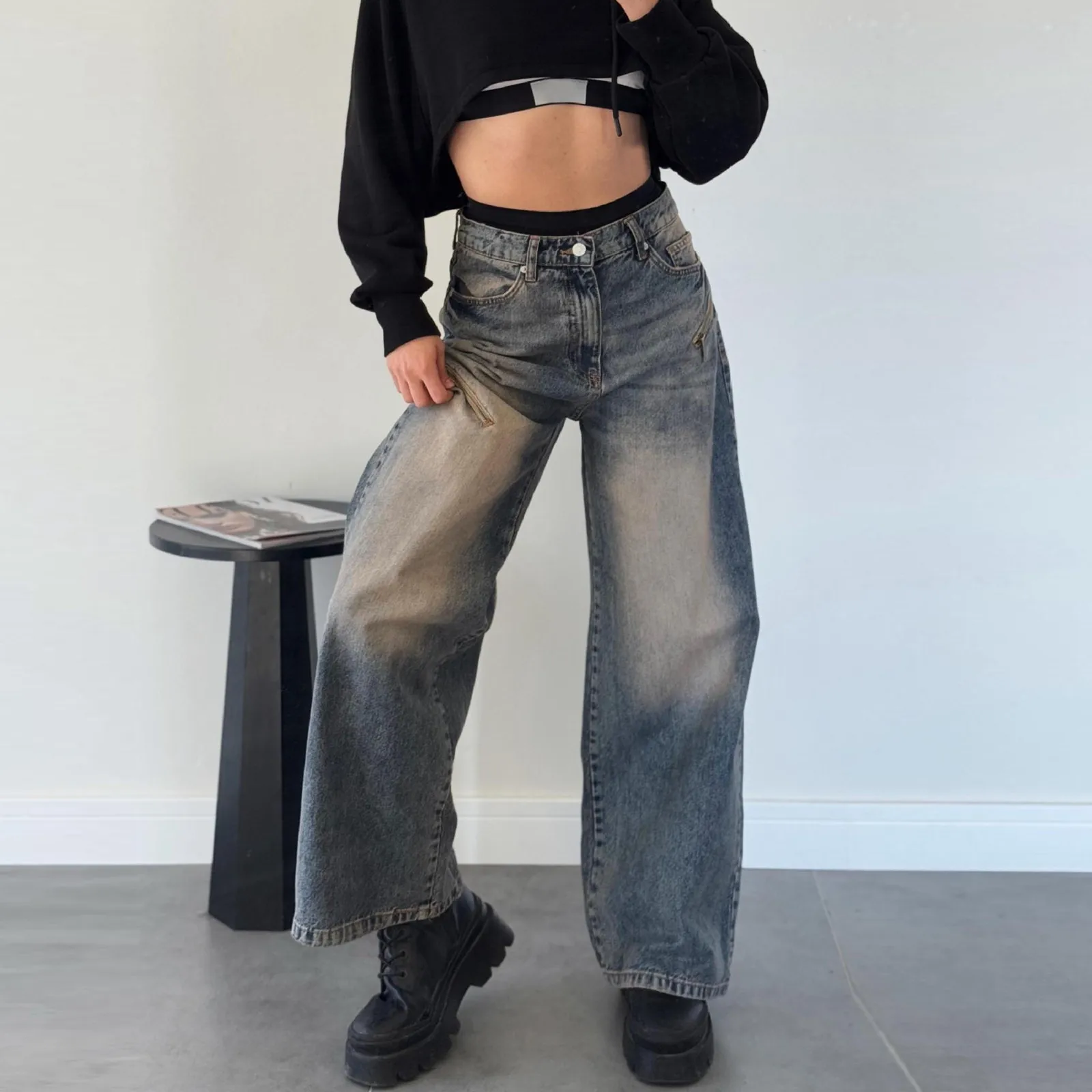 

Vintage Fringe Bell Bottom Jeans Womens Slimming Low Waist Summer Petite Trousers American Style Casual Chic Fashion Denim Pants