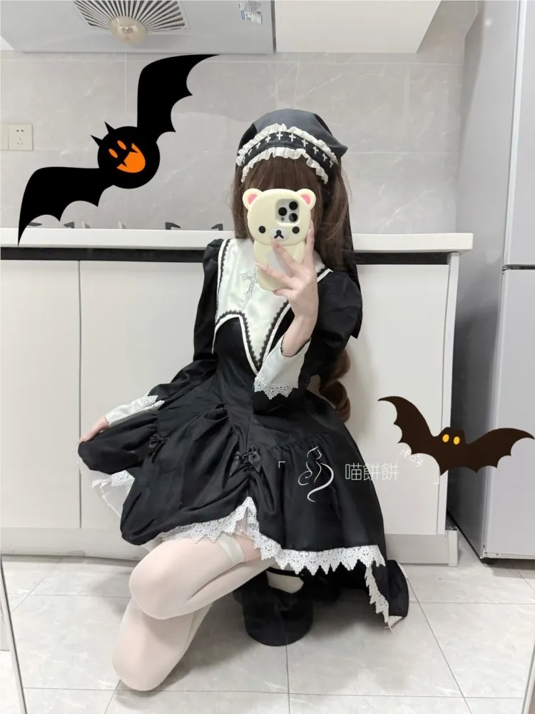 

Dark sweet and cool long-sleeved subculture Halloween servant dress