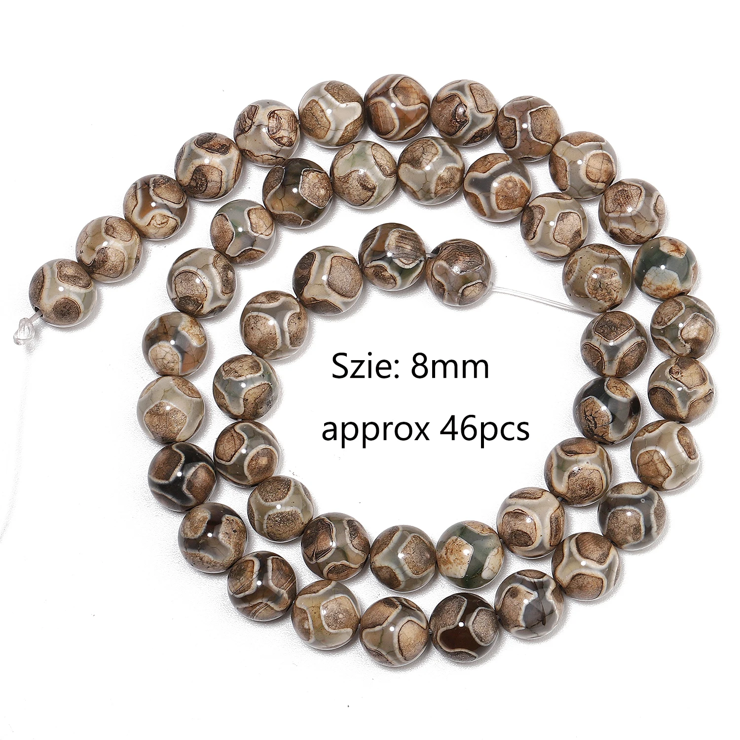 8mm Yellow DZI Agate Stone Beads Round DIY Handmade Bracelets Necklace Spacer Loose Bead for Jewelry Making Accessories