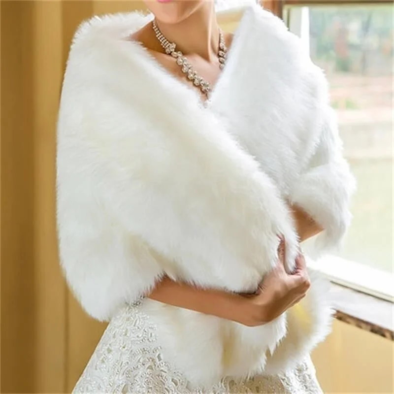 Hot Koop Goedkoop Elegant Warm Fur Bolero Bruiloft Wrap Shawl Bridal Jacket Coat Accessoires Bruiloft Cape Jas