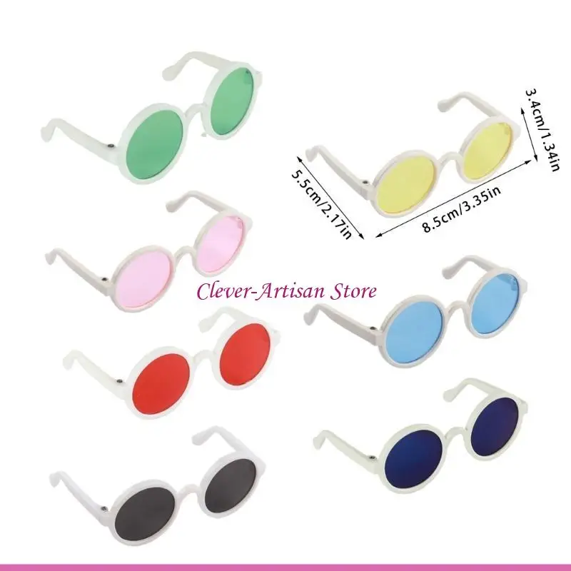 E06B 2 قطعة نظارات القطط الموضة كلب صغير النظارات الشمسية إطار مستدير الشمس عدسة واقية نظارات شعبية الحيوانات الأليفة صور #6