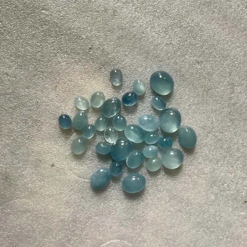 PANGEM-Wholesale 5pcs 100% Genuine Aquamarine 10-20mm Mixed Size Oval Gemstone Cabochon,Cushion Ring Face For Jewelry making