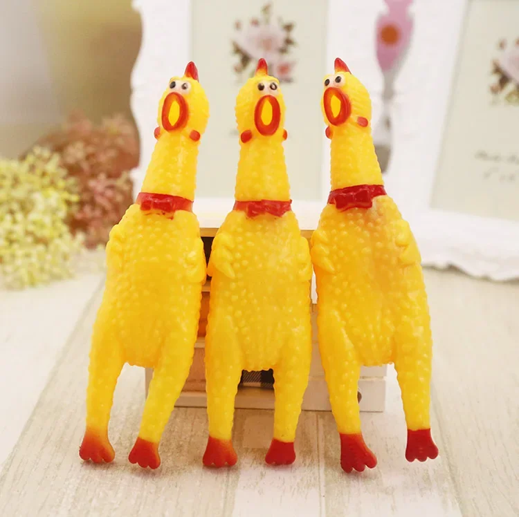 17CM Screaming Chicken Dog Toys Yellow Rubber Squaking Chicken Toy Novelty and Durable Rubber Chicken for Dogs,Rubber Chickens