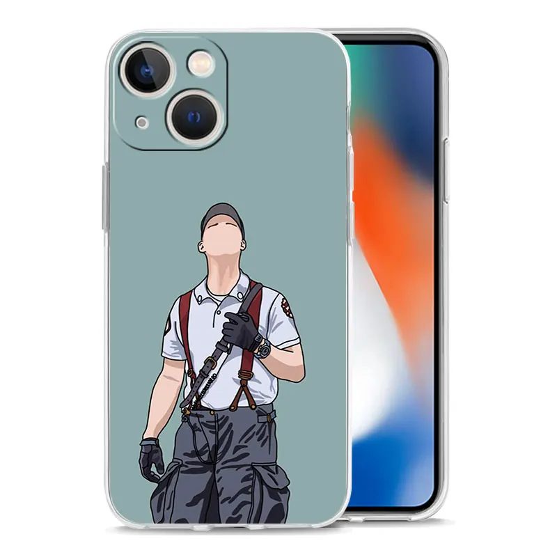 Fireman Firefighter Phone Case For iPhone 11 Cases iPhone 15 12 13 14 16 Pro Max X XR XS 14 15 Plus 16Pro iPhone16 Clear Cover