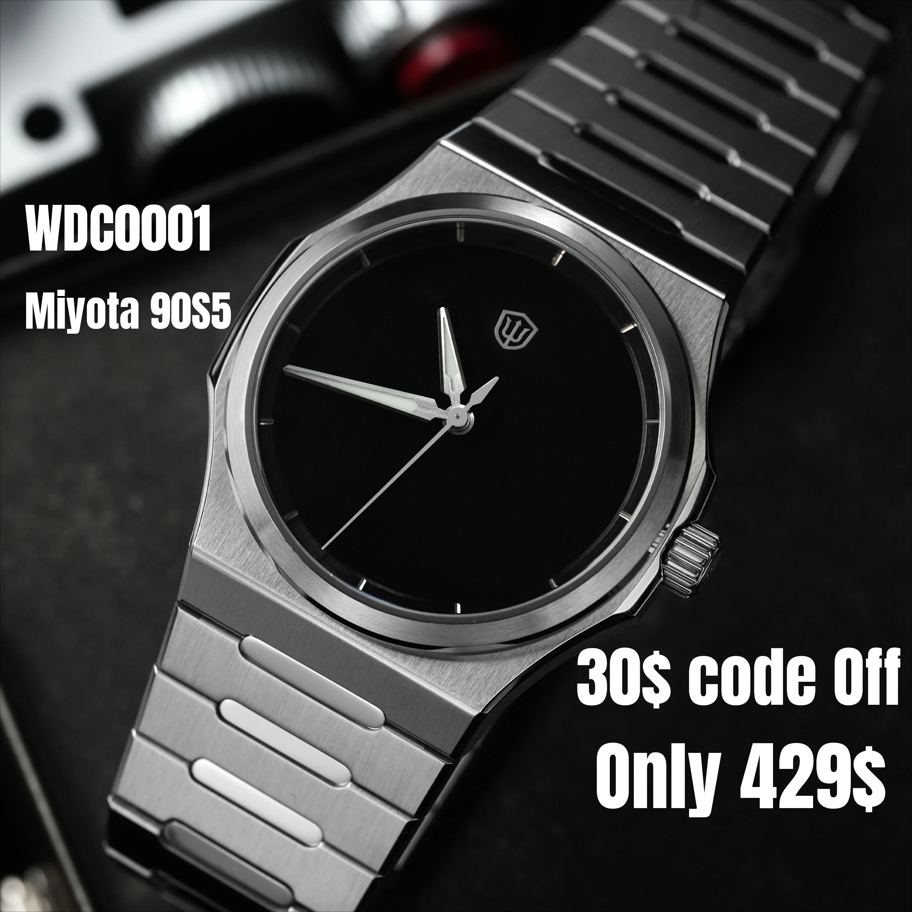 Watchdives WDC0001 PREMIER Super Black 39mm Automatic Watch Miyota 9015/90S5 Forest MOP Dial Sapphire Crystal BGW9 Lume 100M WR