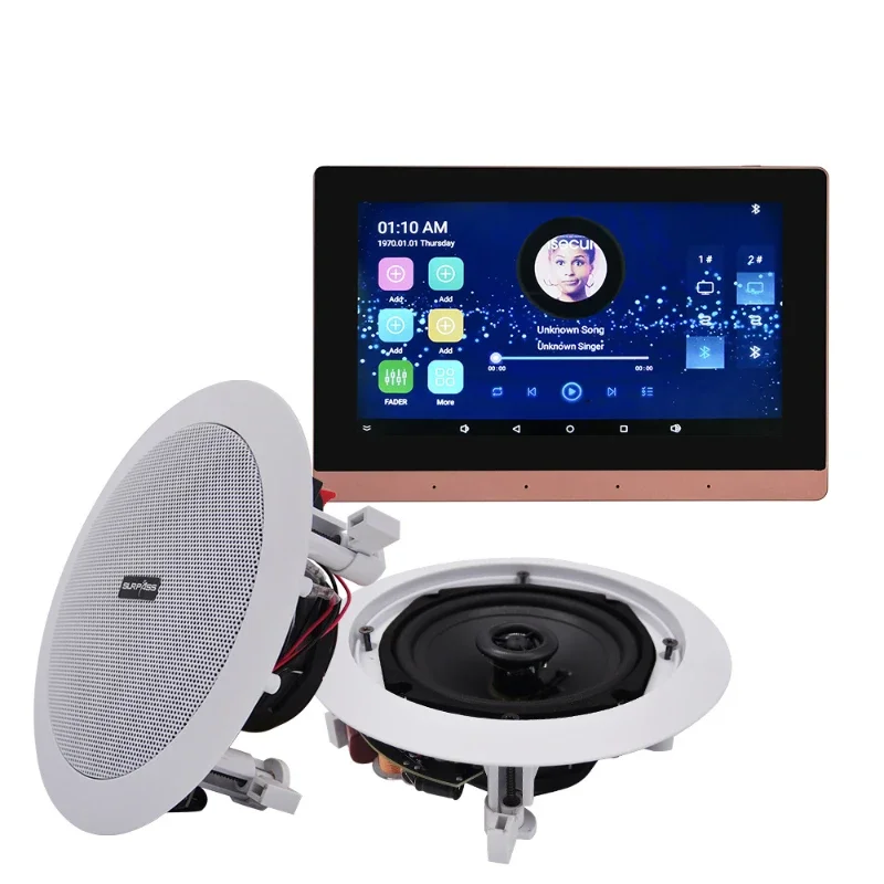 8*25W WiFi and Bluetooth 7 inch screen Wall Panel Amplifier Ceiling Speaker Kit For Background Music Home Music System