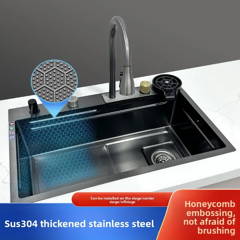 Stainless Steel Honeycomb Bottom Large Single Basin Kitchen Sink Topmount Undermount Kitchen Sink Kitchen Items Bathroom Sink