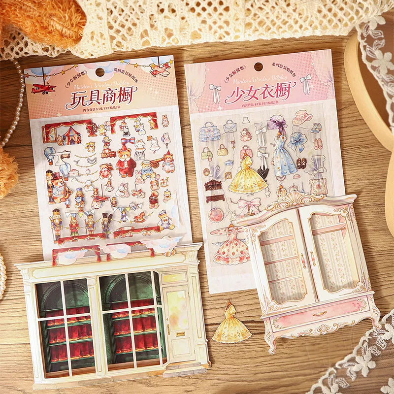 2 Stück/Set Kawaii Scrapbook-Aufkleber Mädchen-Fensterdekoration Kollektion Scrapbooking-Zubehör Planer Dekorative Bastelartikel Schreibwaren