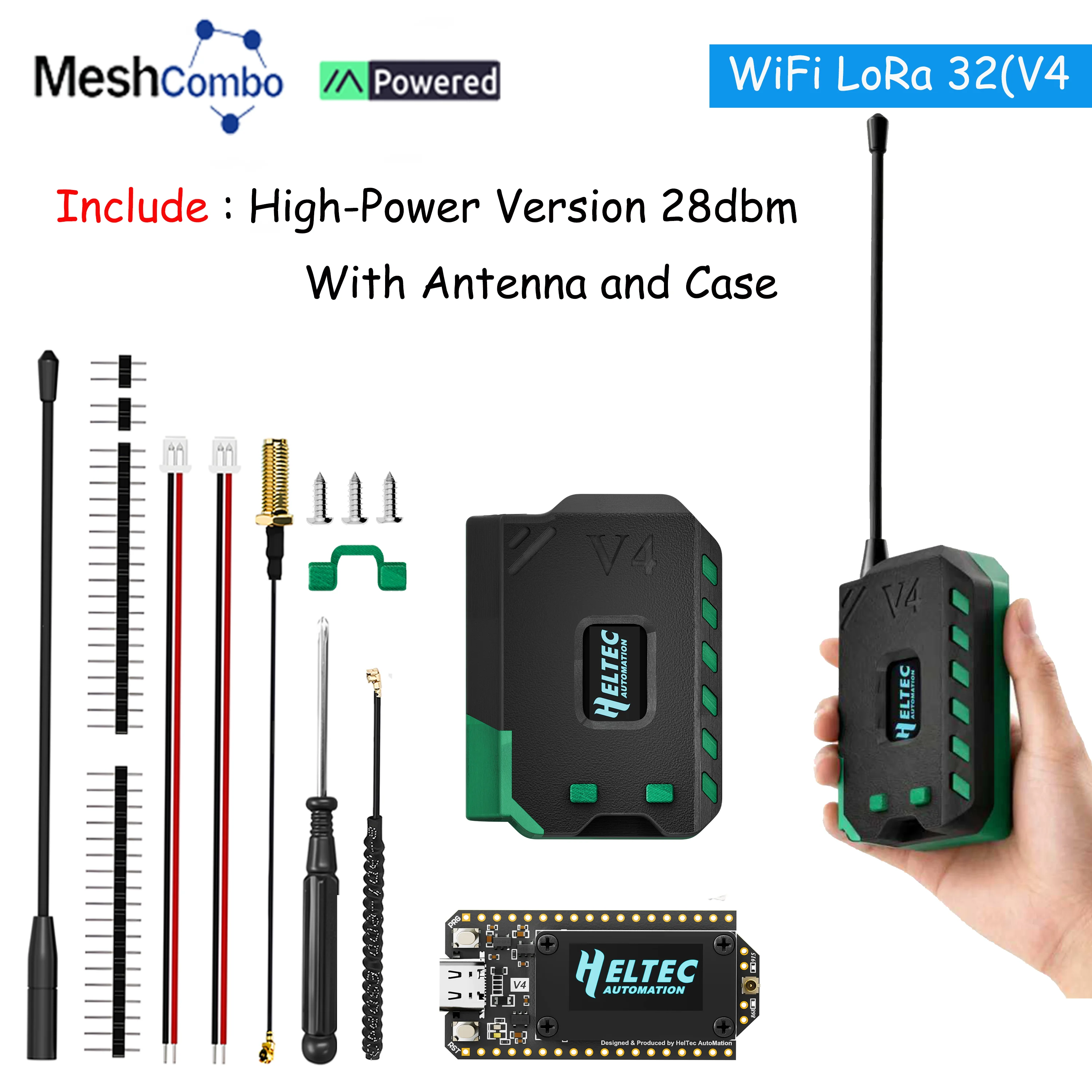 

Heltec LoRa 32 V4 с чехлом Местластичный ESP32 SX1262 0,96 дюйма OLED на солнечной энергии Dev-Board Mesh Network WiFi LoRa BLE Низкая мощность