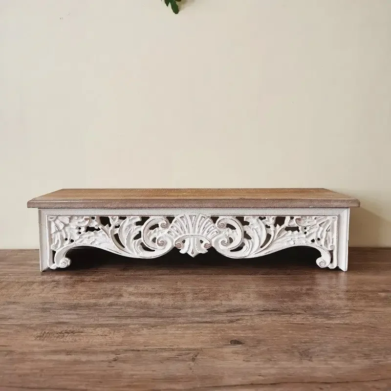 

French wood shelves, wall shelves, Moroccan carved balcony wall hangers, retro garden decoration word baffle
