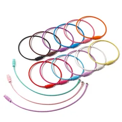 5-20pcs/lot Stainless Steel Wire Keychain Ring Key Keyring Circle Rope Lasso Loop Luggage Tag Screw Lock Marker Circle Tool
