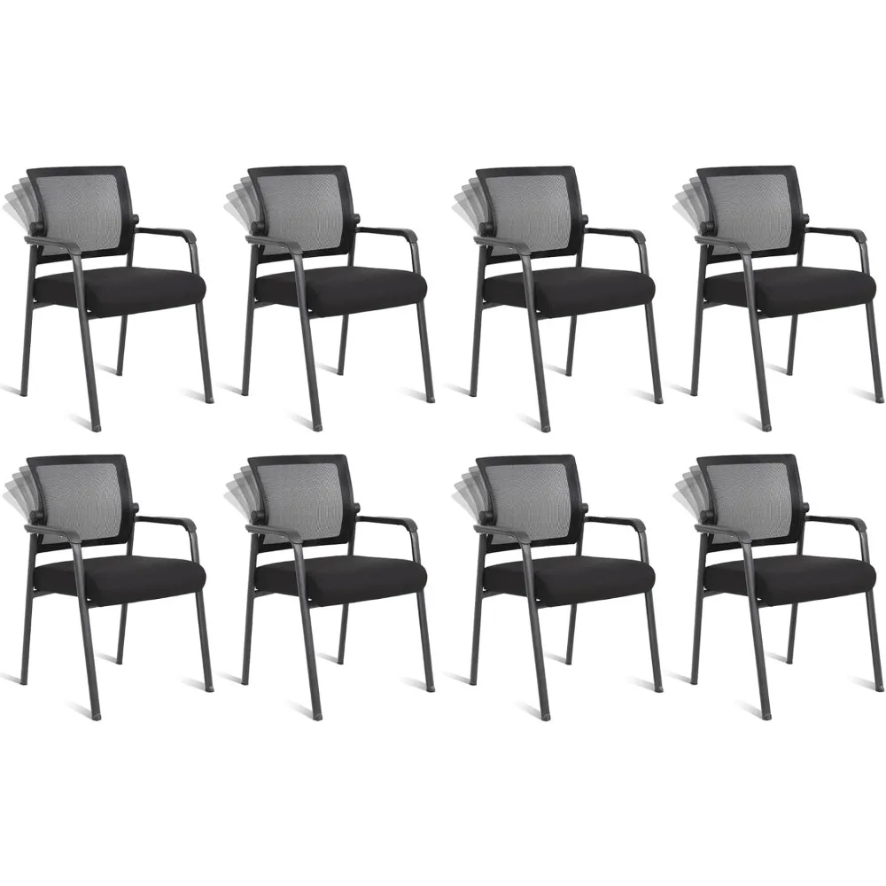 Desk Chair No Wheels with Adjustable Mesh Backrest, Arm Chair with Ergonomic Lumbar Support and Thickened Seats Cushion, 8PACK