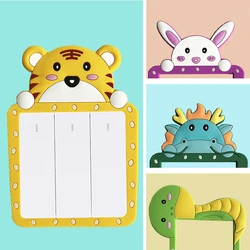 Cartoon Zodiac Animal Switch Sticker Room Decor 3D Silicone Switch Covers Wall Sticker Children Bedroom Kitchen Bathroom Decor