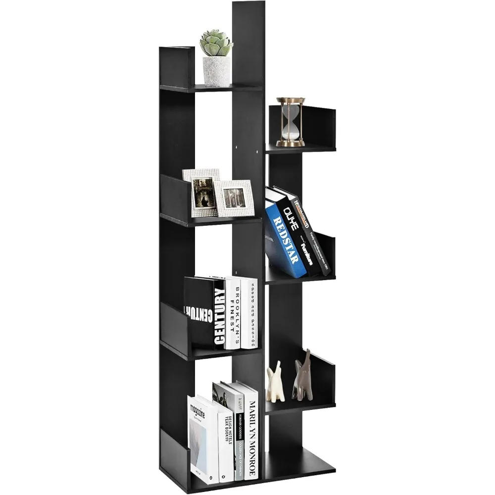 

8 Shelf Bookshelf, Tree Bookcase with 8 Book Shelves, Freestanding Room Dividers, 57 x 20 x10 Inch, Display Storage She