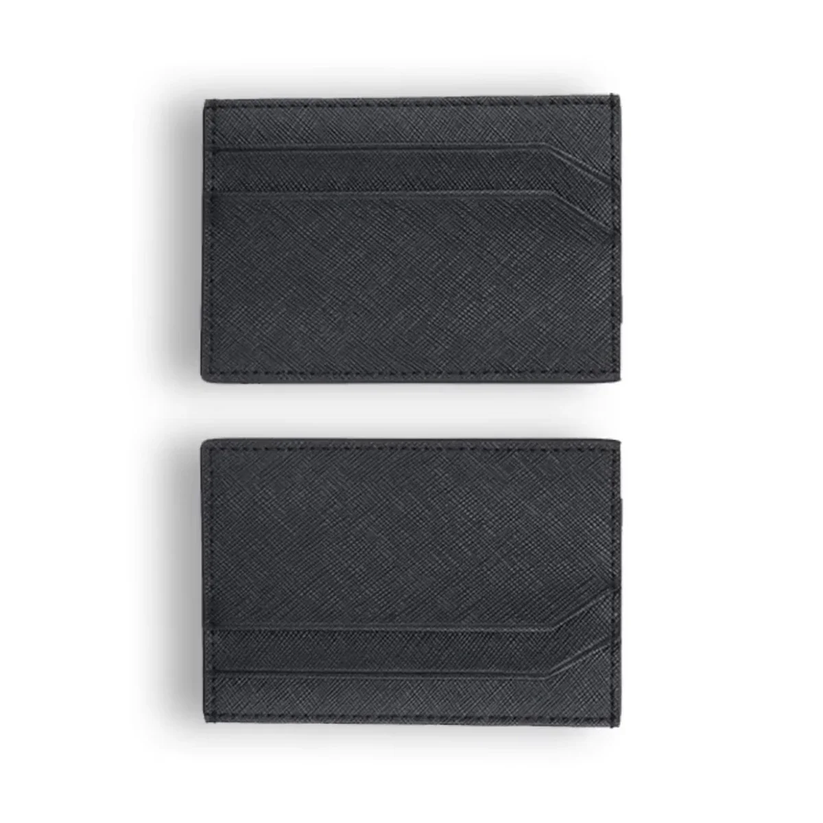 

Genuine Leather Saffiano Business Card Holder 4 Card Positions 1 Cash Clip High-end Minimalist Business Style Design