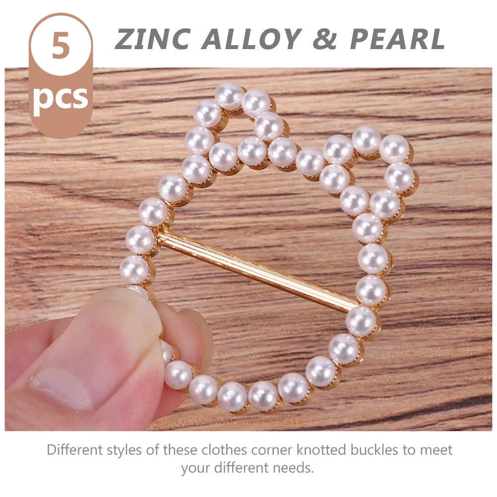 

5Pcs Stylish Tee Shirt Clasps Reusable Knotted Clothes Decor Buckles for Weddings Parties Banquets Outfit Accessory Ring Set