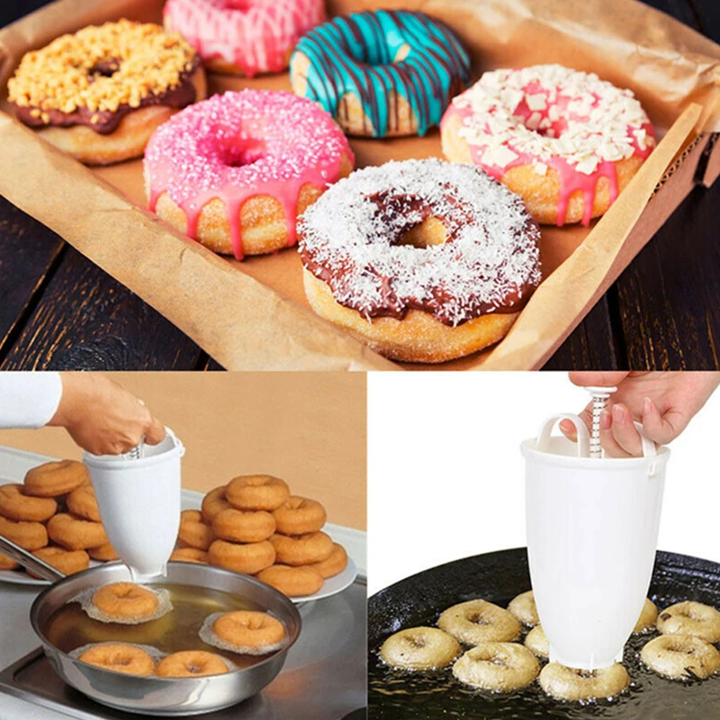 Plastic Donut Maker Easy Fast Portable Donut Mould Manual Waffle Dispenser Doughnut Machine Cake Biscuit Cookies Diy Baking Tool