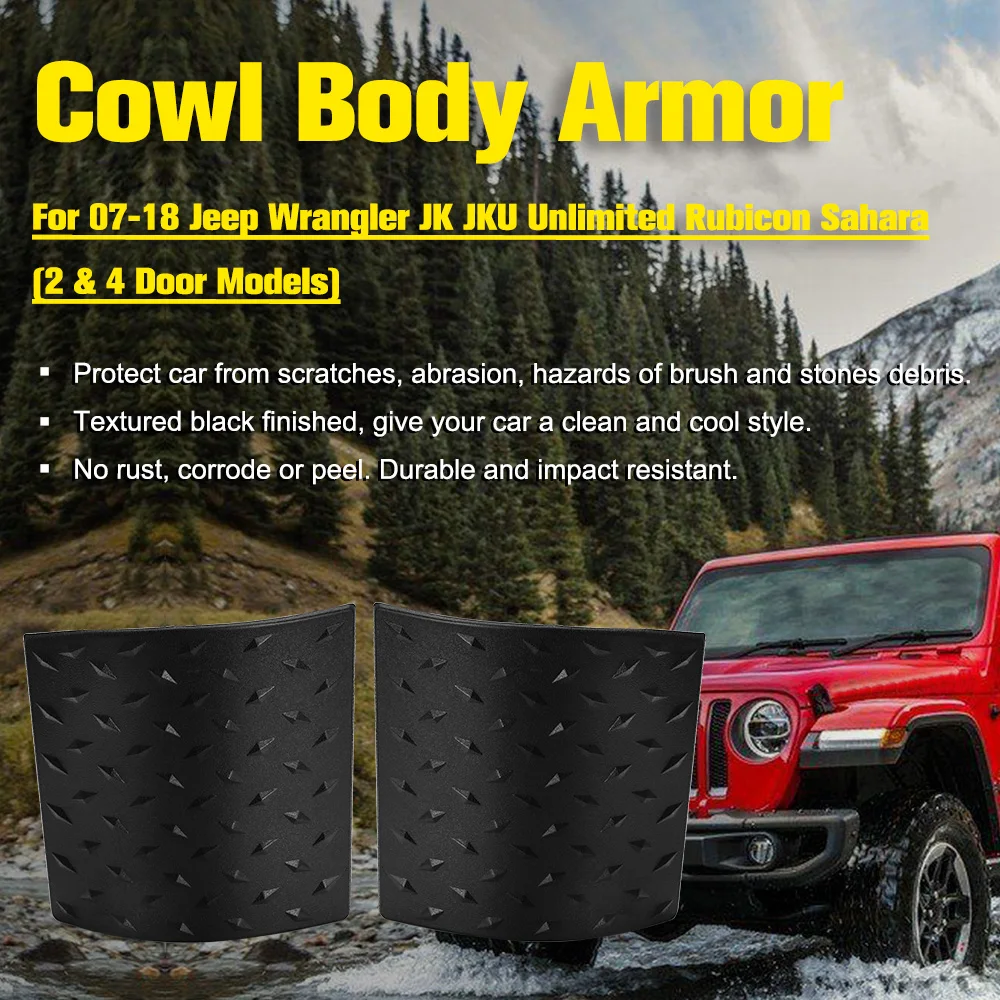 1Pair Black ABS Car Cowl Body Armor Outer Engine Hood Cowling Cover for Jeep Wrangler JK Rubicon Sahara Auto Styling Accessories