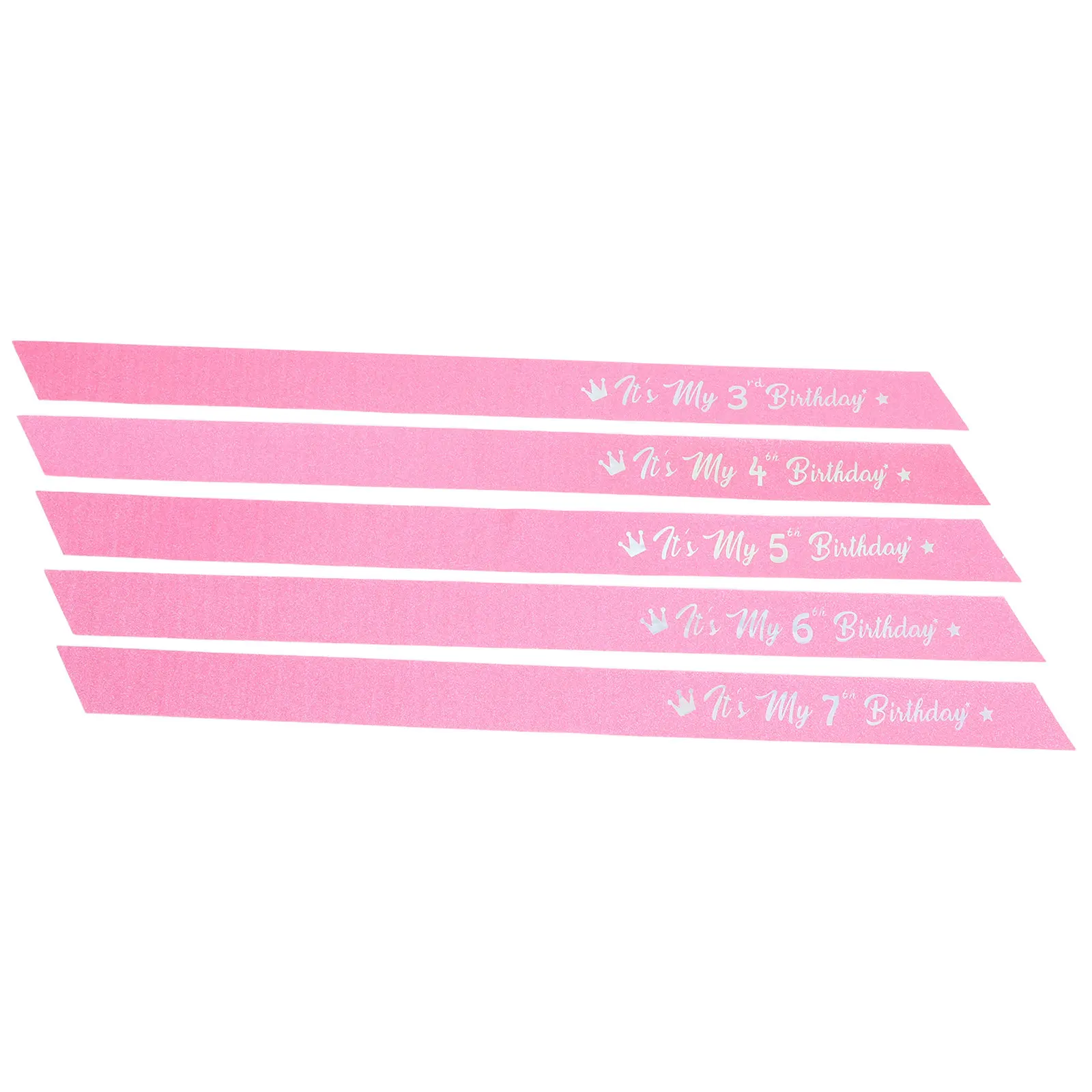 Conjunto de 5 piezas de fajines de cumpleaños con purpurina rosa, accesorios de fiesta con números de edad, tela suave para niñas
