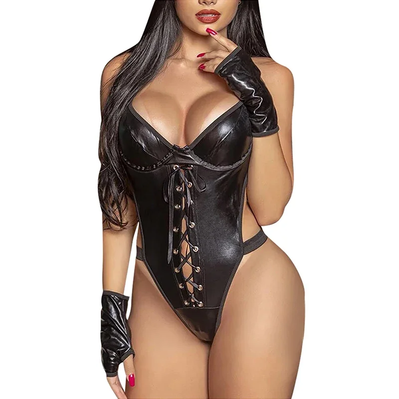 Roupa erótica sexy de couro mulher traje de empregada roupas femininas roupa interior lolita sexo terno tamanho grande lingerie bdsm biquinis pornô