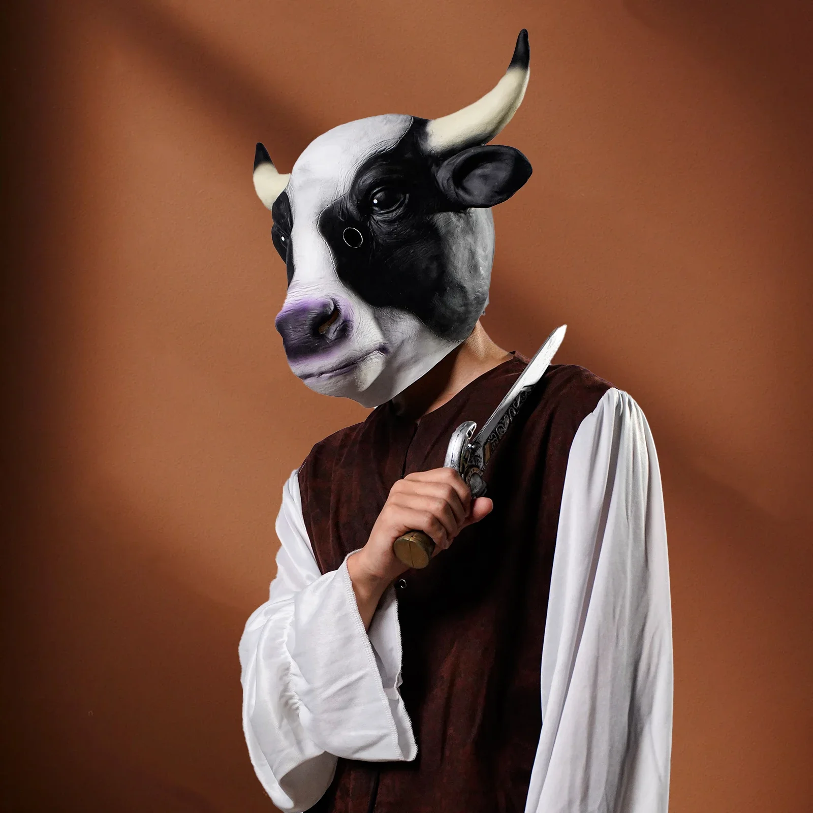 

2025 ХэллоуинMasque de vache 1, pièce, couvre-chef d'animal жалatif, kamait pour les profesional prima decor presentation,les f presentation de vacances