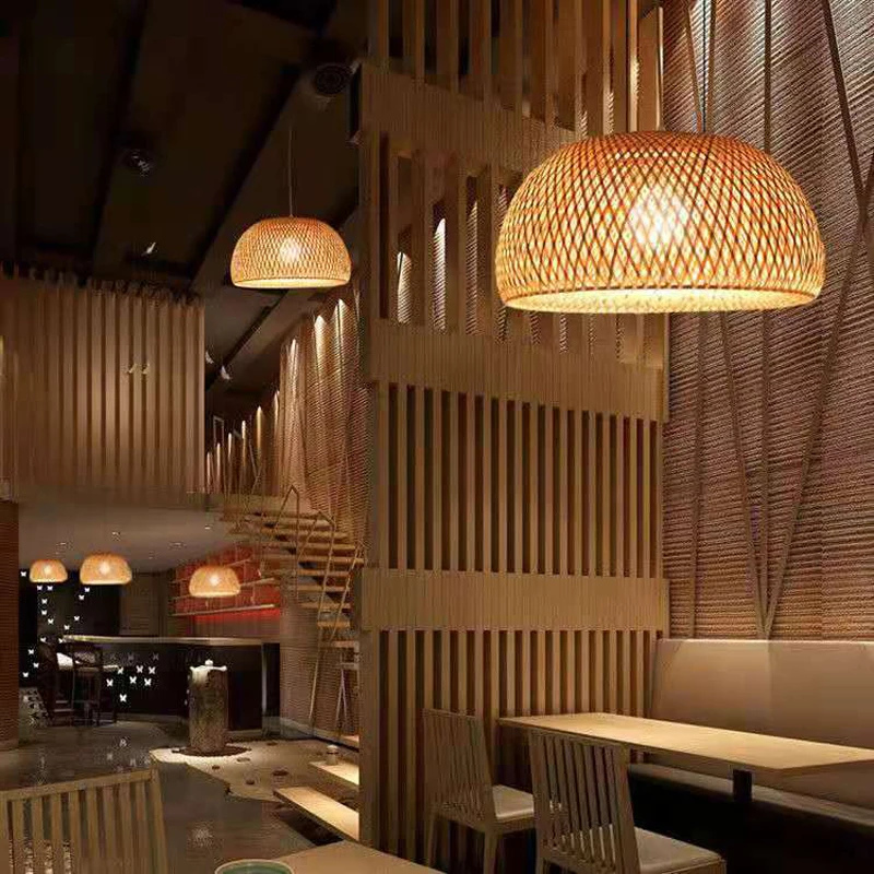 

Modern minimalist restaurant bedroom pure bamboo art bamboo hand-woven chandelier tea bar cafe chandelier Japanese style