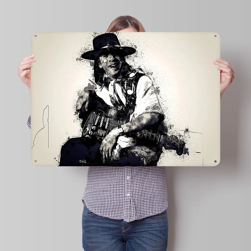 Stevie Ray Vaughan Art 32 Metal Poster Perfect Gift for Fans Lovers Personalized Wall Art Metal Sign for Gaming Room Decoration