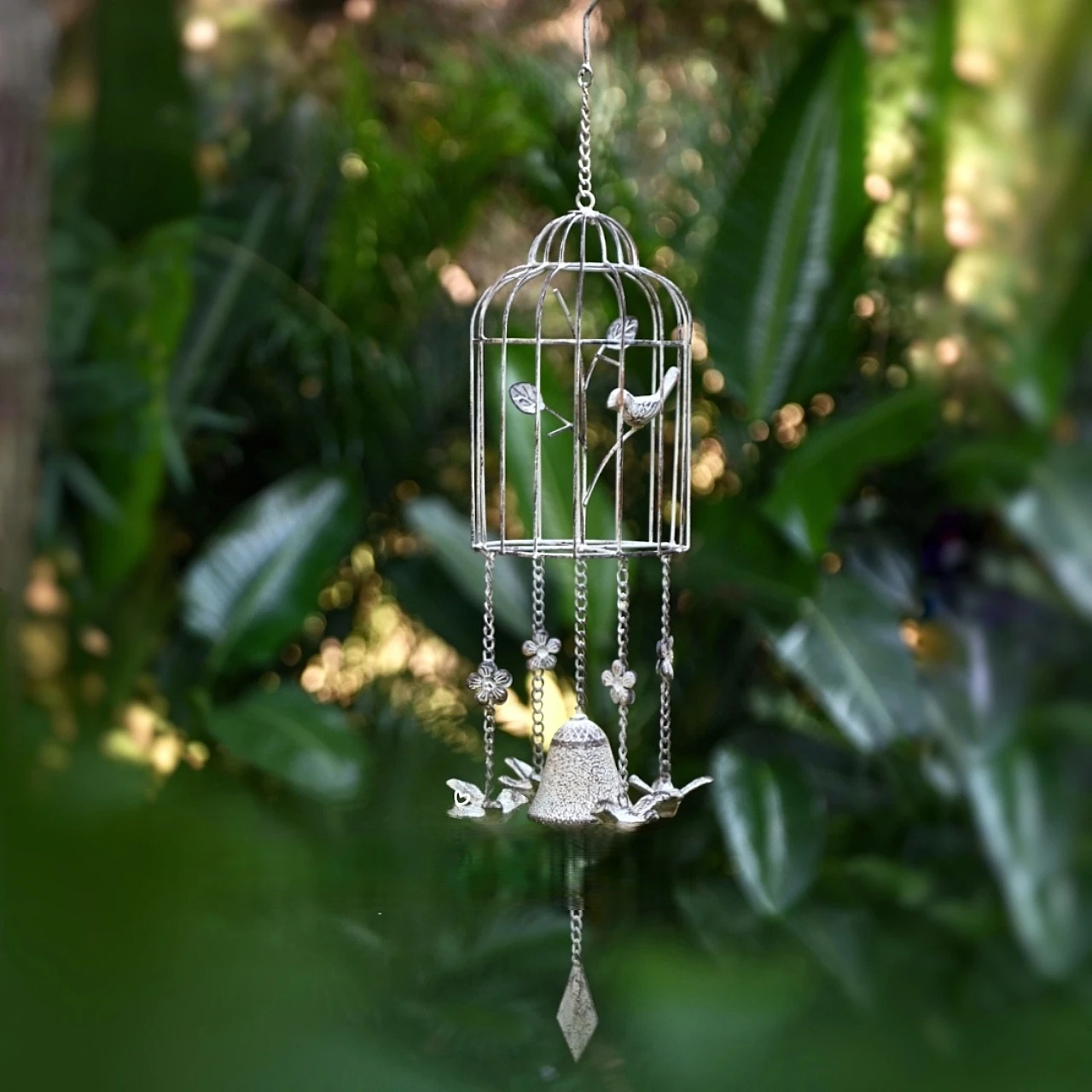 

Открытый кованый железный подвесной птичья клетка колокольчик двор балкон сад подвесное украшение колокольчик винтажный ретро орнамент