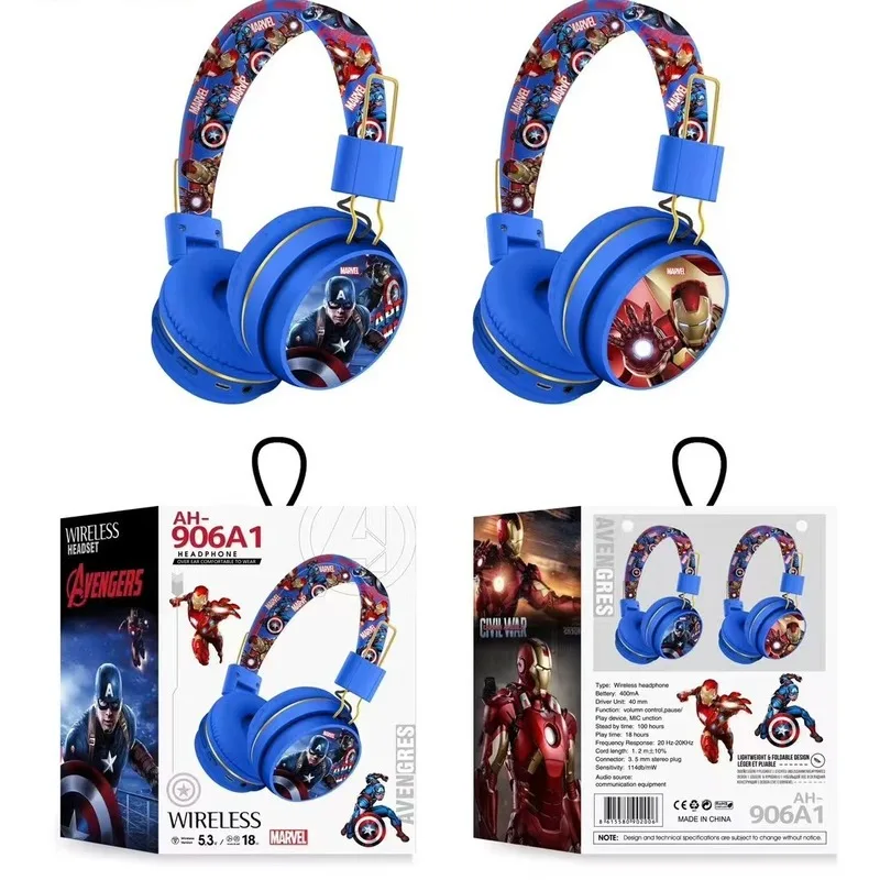 

Bluetooth-наушники Marvel «Человек-паук», беспроводные Bluetooth-наушники, HIFI, гарнитура с объемным звуком и микрофоном, детские аниме-мультфильмы