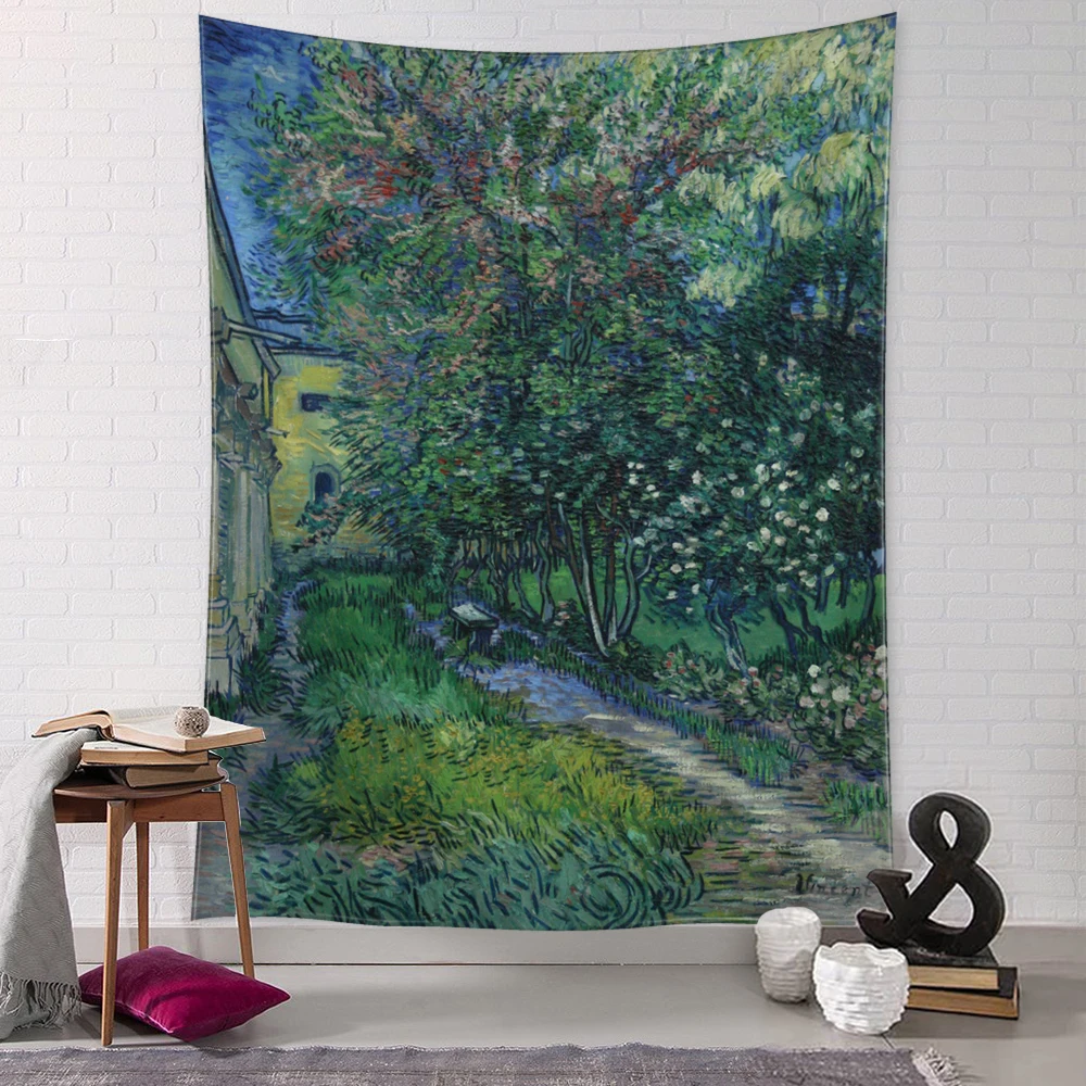 Garden Path Tapestry Wall Hanging Van Gogh Famous Oil Painting Tapestry Abstract Mystic Tapestry Living Room Bedroom Dorm Decor