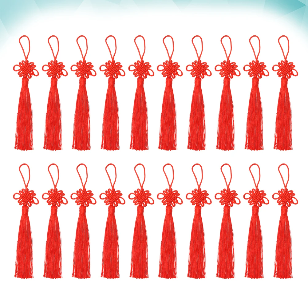 

20pcs Chinese Knot Tassel Premium Polyester Silky Touch Diy Pendant For Jewelry Necklace Earring Bracelet Phone Keychain