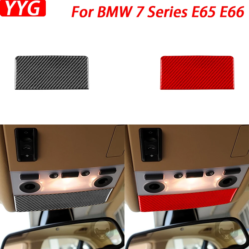 

For BMW 7 Series E65 E66 2002-2008 Carbon Fiber Front Roof Reading Lamp Panel Decorative Cover Car Interior Accessories Sticker