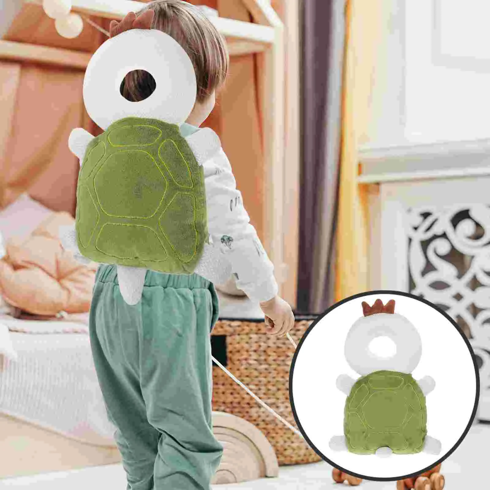 Backpacks' Head Protector Cushion for Toddler Baby Crawling Infant Protection Adjustable Cute Green