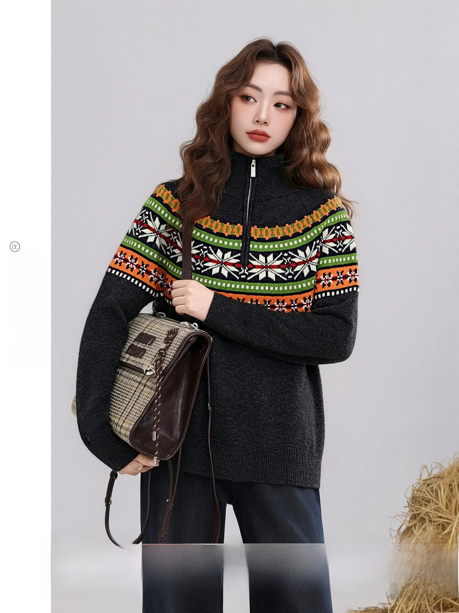 

High Collar Knitted Sweater Floral Embroidery New Arrival Soft Polyester Fiber Winter Long Sleeve Women's Casual Fashion