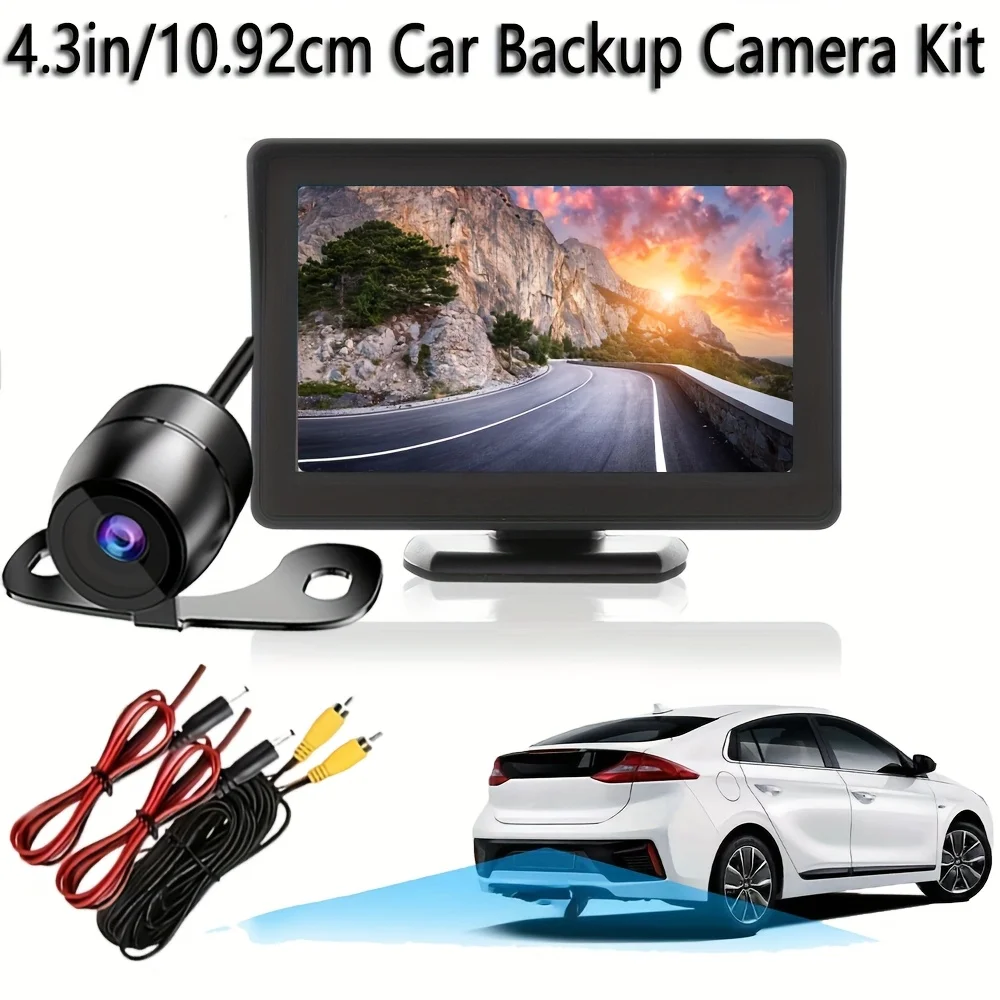 10.92 cm Backup Camera And Monitor Kit for Car Universal Wired Night Vision Parking System Color LCD Display for Pickups, Suvs
