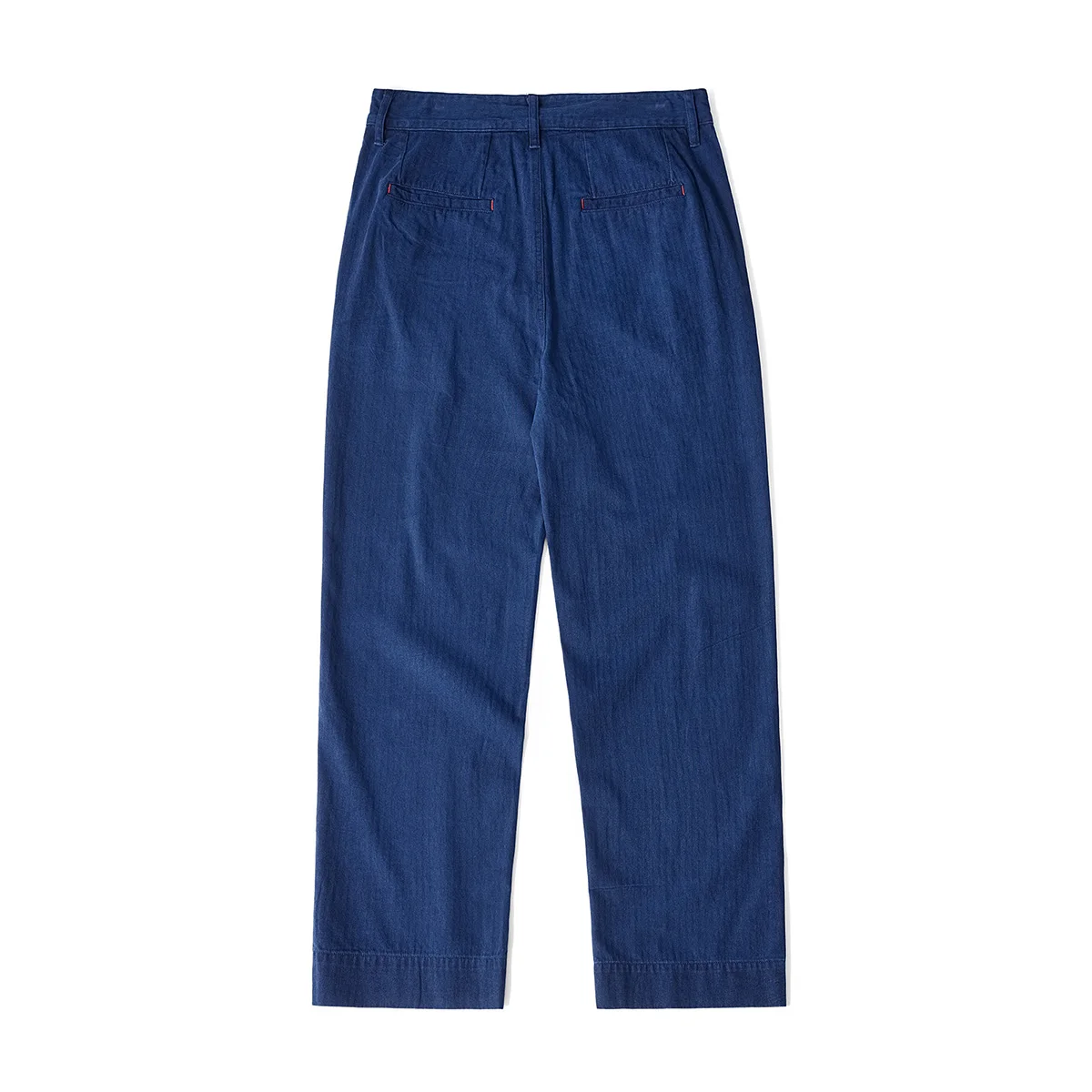 Men's Indigo Dyed Loose Trousers Retro Straight Casual Trousers Herringbone Overalls Plant Blue Dye